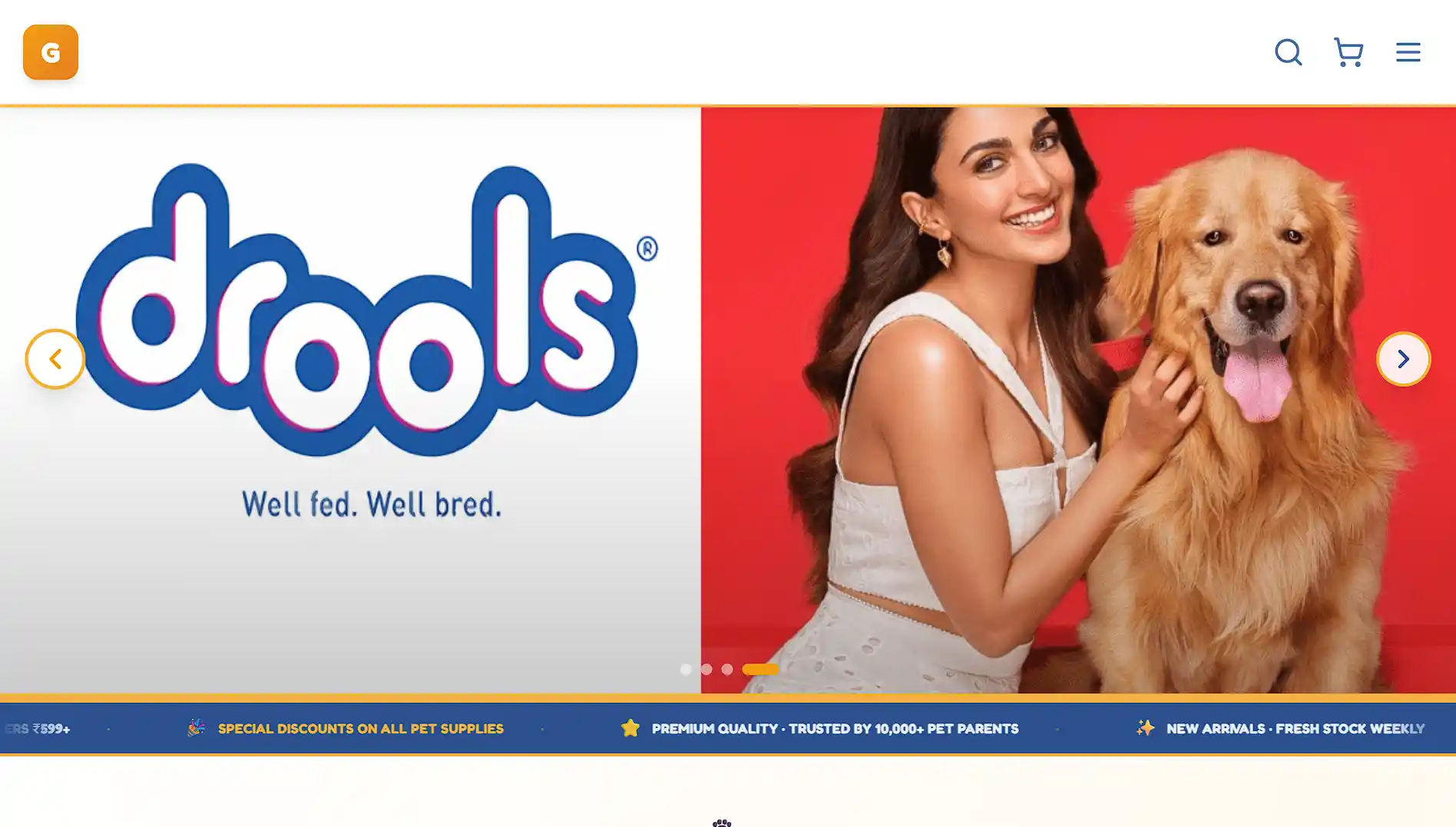 Gopal Pet Shop e-commerce website — 200+ products, 300 monthly orders, 1000+ visitors, designed by NAFROK, Bangalore